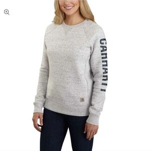 Carhartt Women's Relaxed Fit Logo Sleeve Heather Gray Sweatshirt